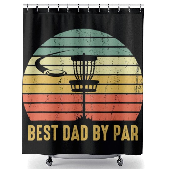 Mens Best Dad By Par Funny Disc Golf Gift For Men Shower Curtains