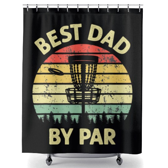 Mens Best Dad By Par Disc Golf Golfer Player Funny Shower Curtains