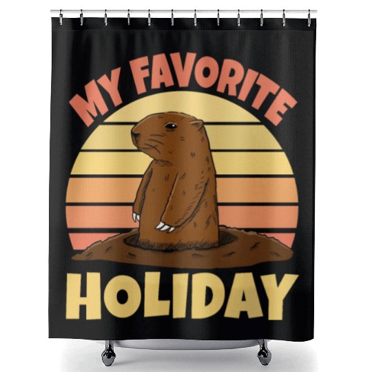My Favourite Holiday Groundhog Shower Curtains