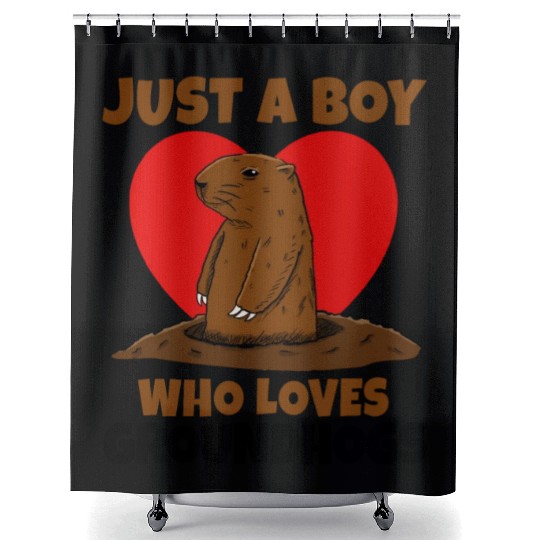 Just A Boy Who Loves Groundhog Shower Curtains