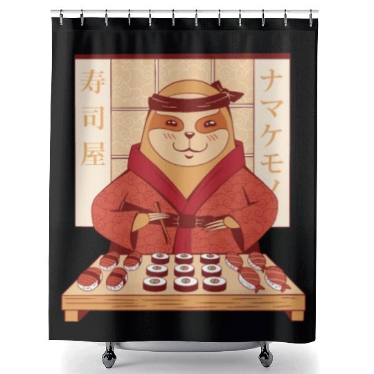 Sloth eating sushi Shower Curtains