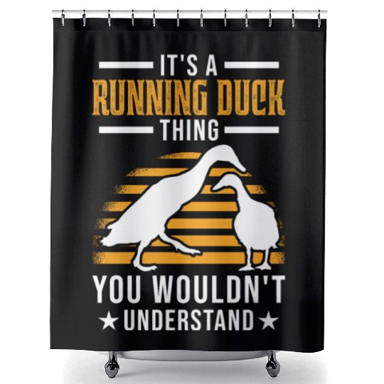 Running Duck Thing Bottled Shower Curtains