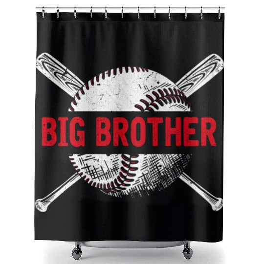 Big Baseball Brother Son Baseball Player Shower Curtains