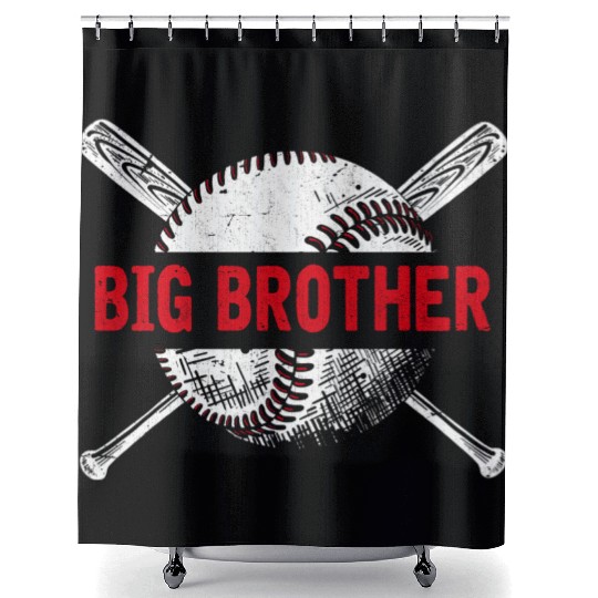 Big Baseball Brother Son Baseball Player Shower Curtains