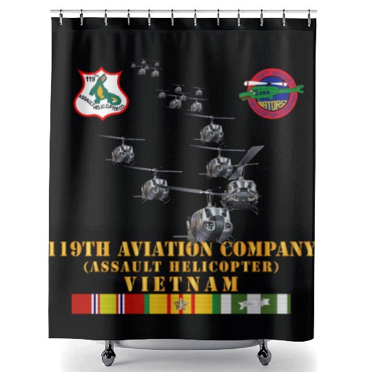 Army 119th Aviation Company Assault Helicopter w S Shower Curtains