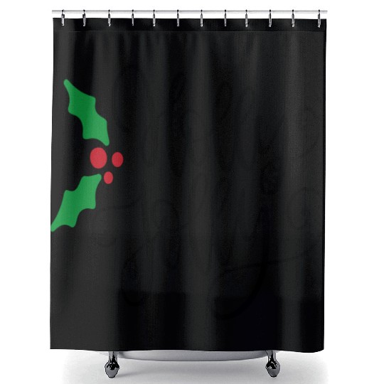 Holly Jolly Mistletoe Holiday Shower Curtains
