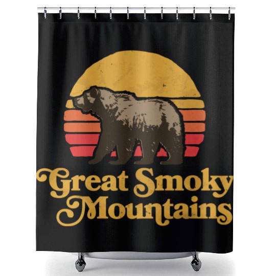 Retro Great Smoky Mountains Park Bear Shower Curtains