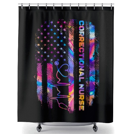correctional nurse - US flag Shower Curtains