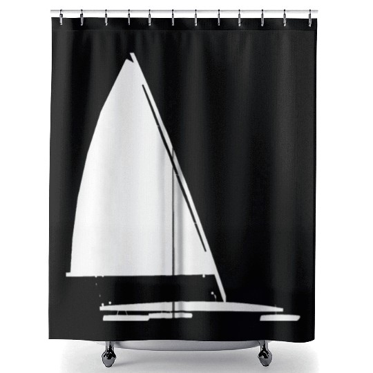 Ice Boat Racing Ice Yacht Silhouette Graphic Ice Shower Curtains