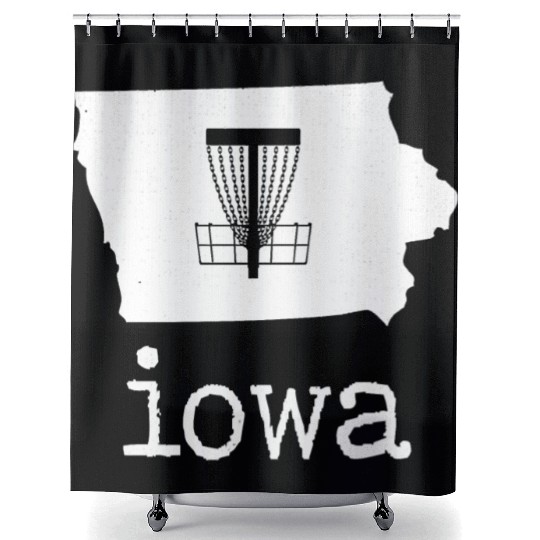 State of Iowa Disc Golf Shower Curtains Golfer Golfing