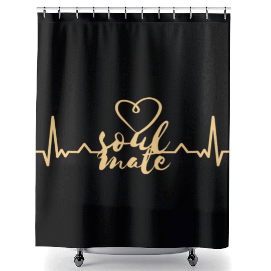 Soulmate Valentinsday heartbeat Shower Curtains
