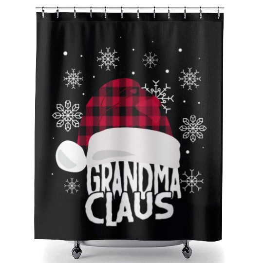 Womens Grandma Claus Christmas Buffalo Plaid Shower Curtains