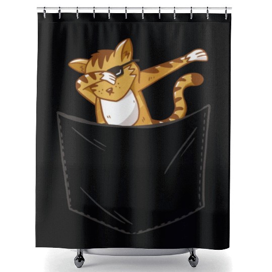 Pocket Cat Shower Curtains