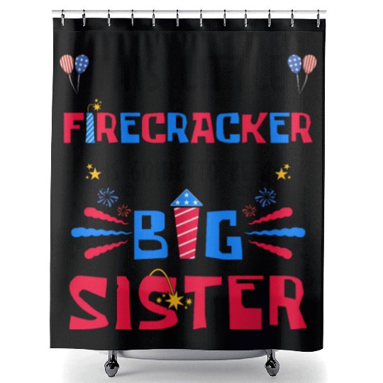 This Little Firecracker is going to be Big Sister Shower Curtains