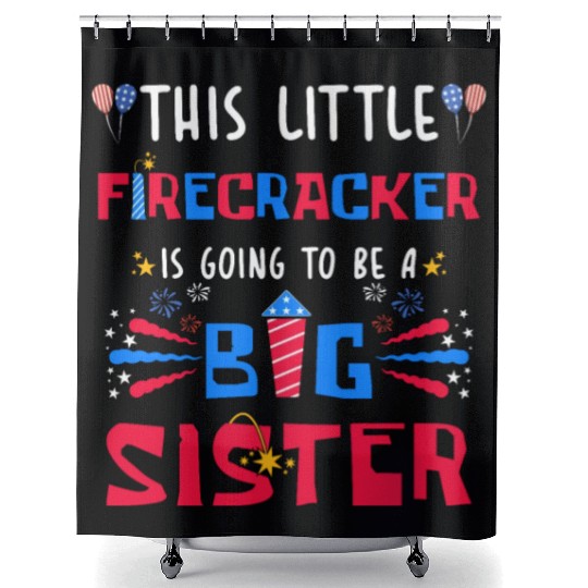 This Little Firecracker is going to be Big Sister Shower Curtains