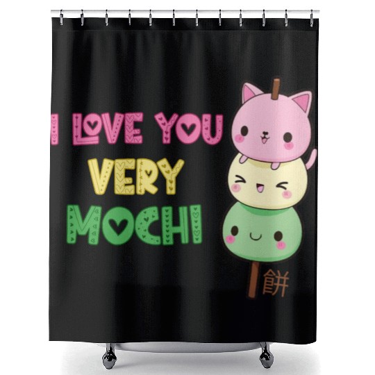 I love you very mochi - japanese food Shower Curtains
