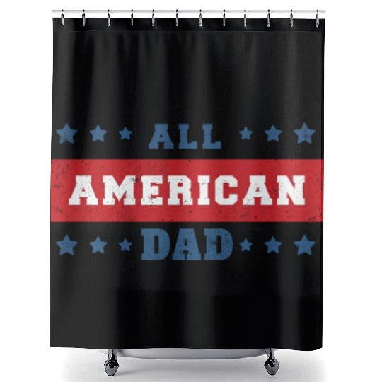 American America Dad USA Flag 4th Of July Shower Curtains