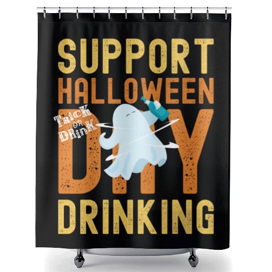 Support Halloween Day Drinking | Drunk Ghost Shower Curtains