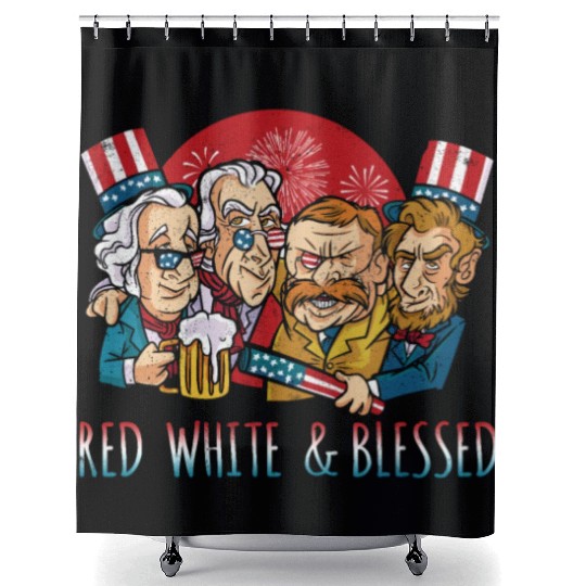 Blessed America American President USA 4th Of July Shower Curtains