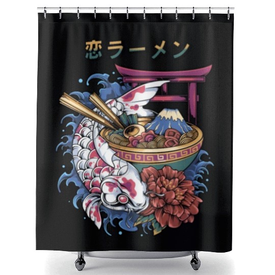 koi fish ramen Shower Curtains