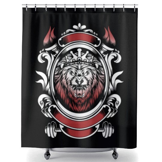 Lion king white red Shower Curtains