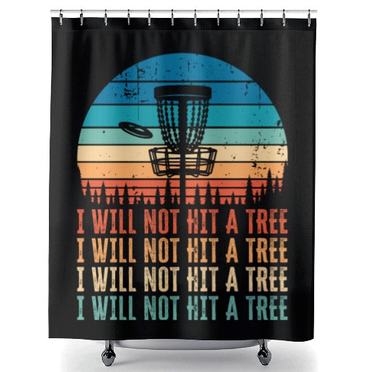 Funny Disc Golf Tree Gift Distressed Vintage Shower Curtains