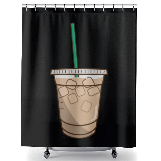 iced coffee doodle Shower Curtains