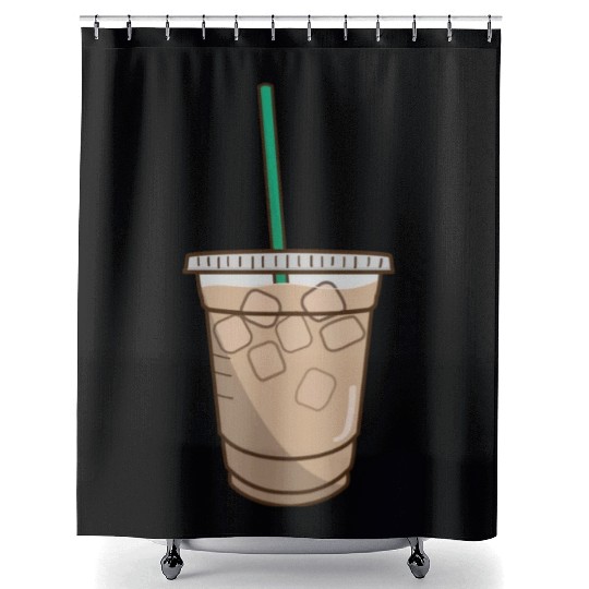 iced coffee doodle Shower Curtains
