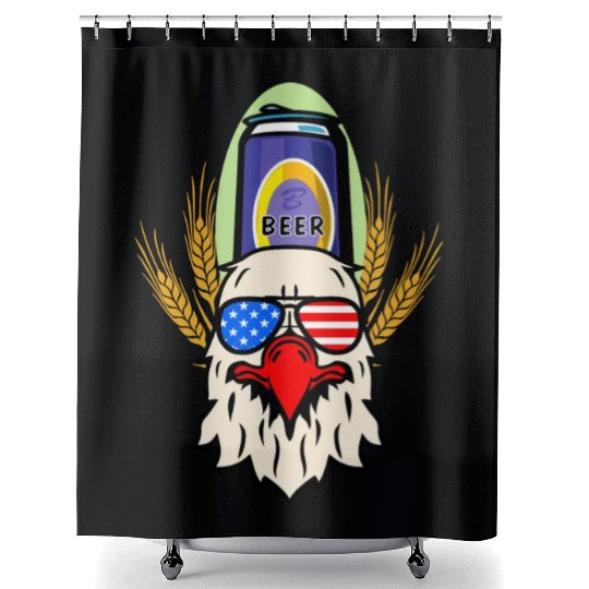 funny patriotic mullet beer 4th of july summer Shower Curtains