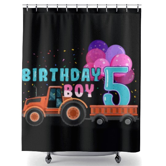 Birth Born Age 5 Year Old Boy Ranch Farm Tractor Shower Curtains