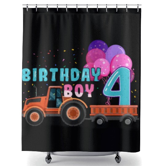 Birth Born Age 4 Year Old Boy Ranch Farm Tractor Shower Curtains