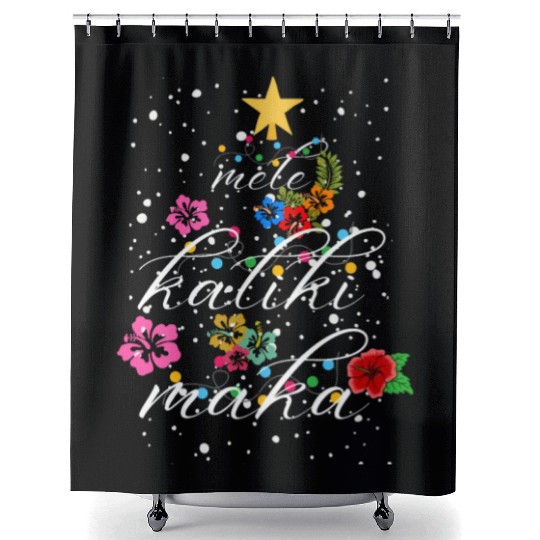 Mele Kalikimaka Hawaiian Hawaii Christmas Natives Shower Curtains