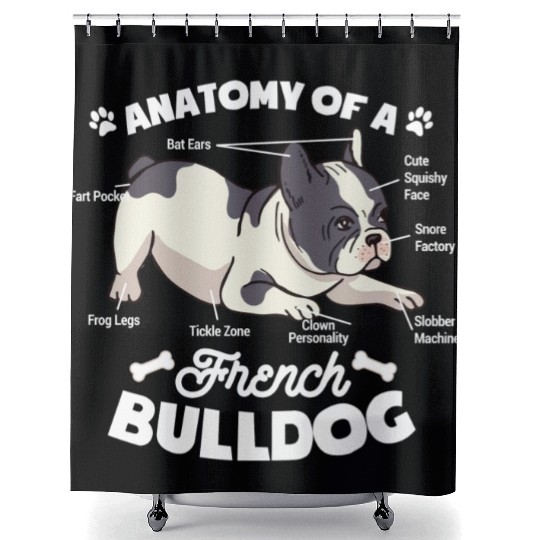 The Anatomy Of A French Bulldog Dog Lover Shower Curtains