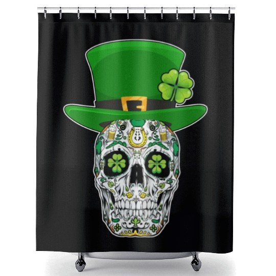 Sugar Skull Saint Patrick's Day of Dead Shower Curtains