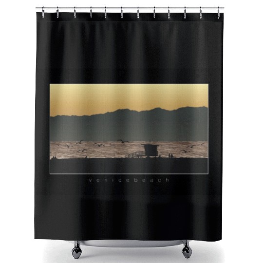 Venice Beach California Sunset Shower Curtains