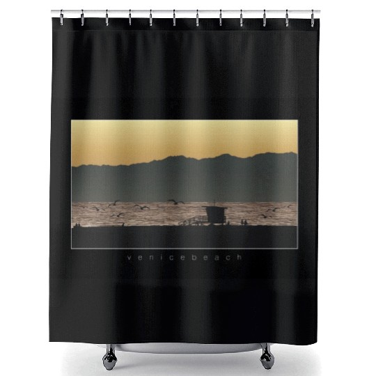 Venice Beach California Sunset Shower Curtains