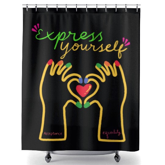 express yourself- Pride quote lgbt community Shower Curtains