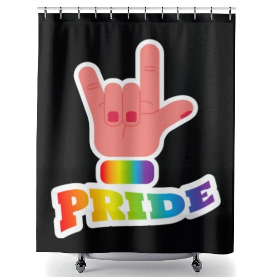 Pride flag hand - Pride quote lgbt community Shower Curtains