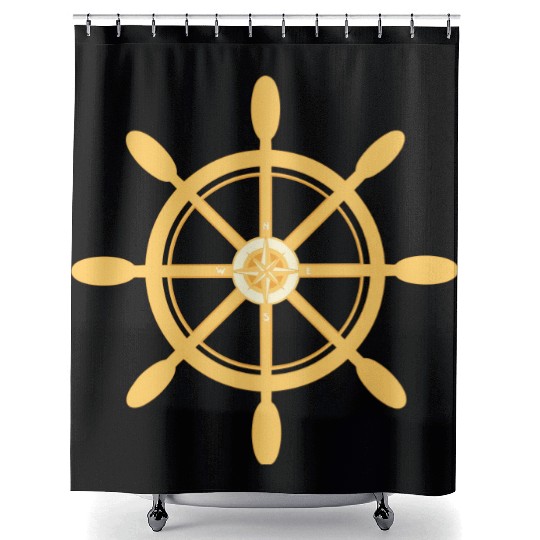 Ship's Wheel, nautical star & cardinal directions Shower Curtains