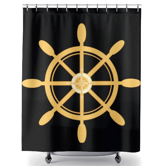 Ship's Wheel, nautical star & cardinal directions Shower Curtains