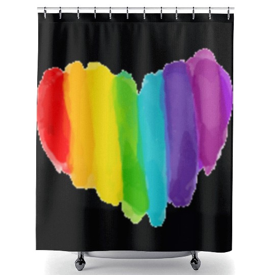 Pride Rainbow Heart Shower Curtains