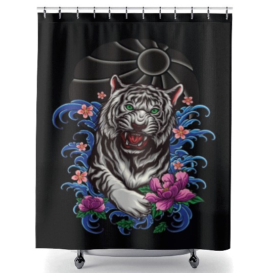tiger Japanese style Shower Curtains