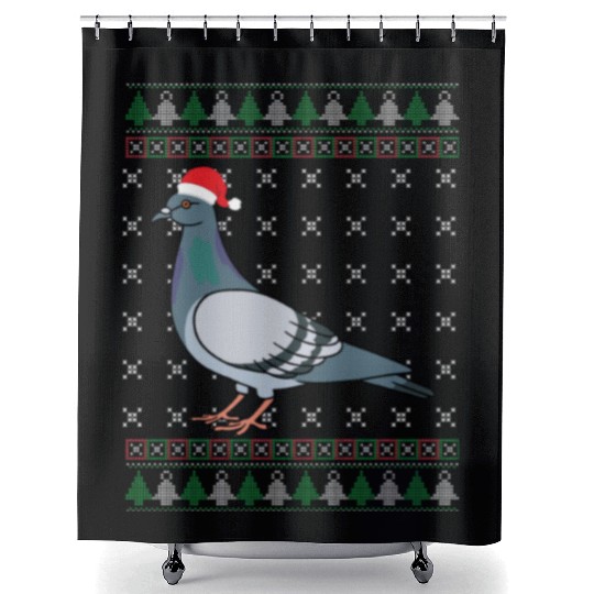 Christmas Pigeon Funny Bird Lover Xmas Gift Shower Curtains
