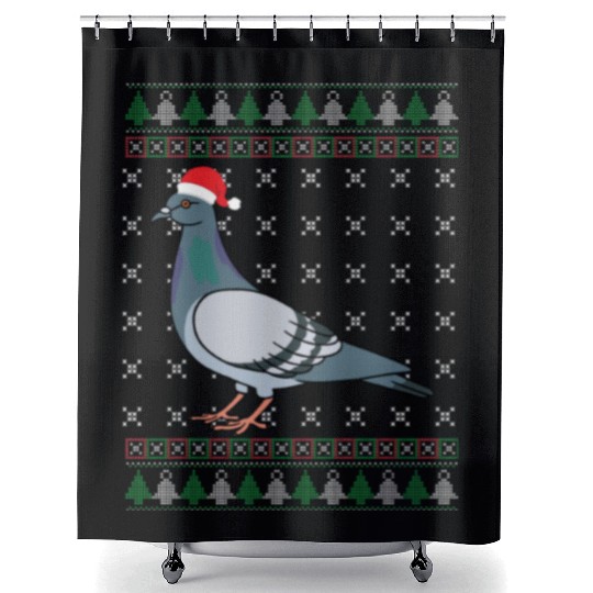 Christmas Pigeon Funny Bird Lover Xmas Gift Shower Curtains