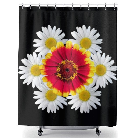 zinnia blossom daisy flower blooms flowerpattern Shower Curtains