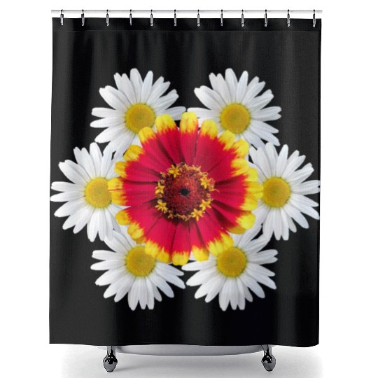 zinnia blossom daisy flower blooms flowerpattern Shower Curtains