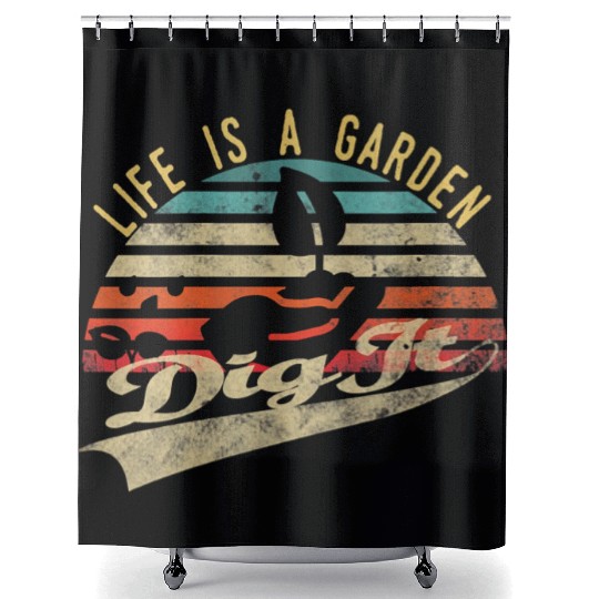 Womens Retro vintage farmer gift Life is a garden Shower Curtains