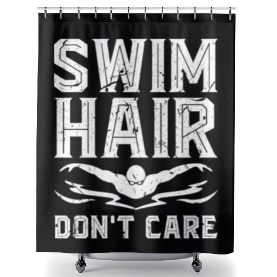 Swim Hair Dont Care Swimmer Shower Curtains