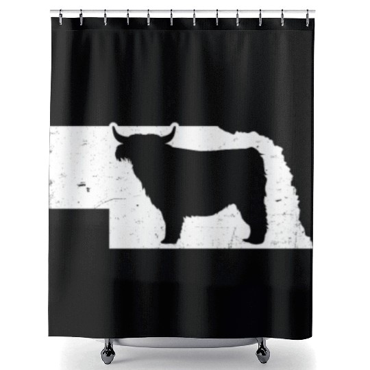 Highland Cow Patriotic Nebraska 4th July Shower Curtains