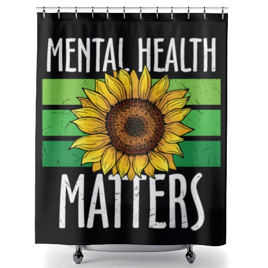 Mental Health Matters Green Sunflower Shower Curtains